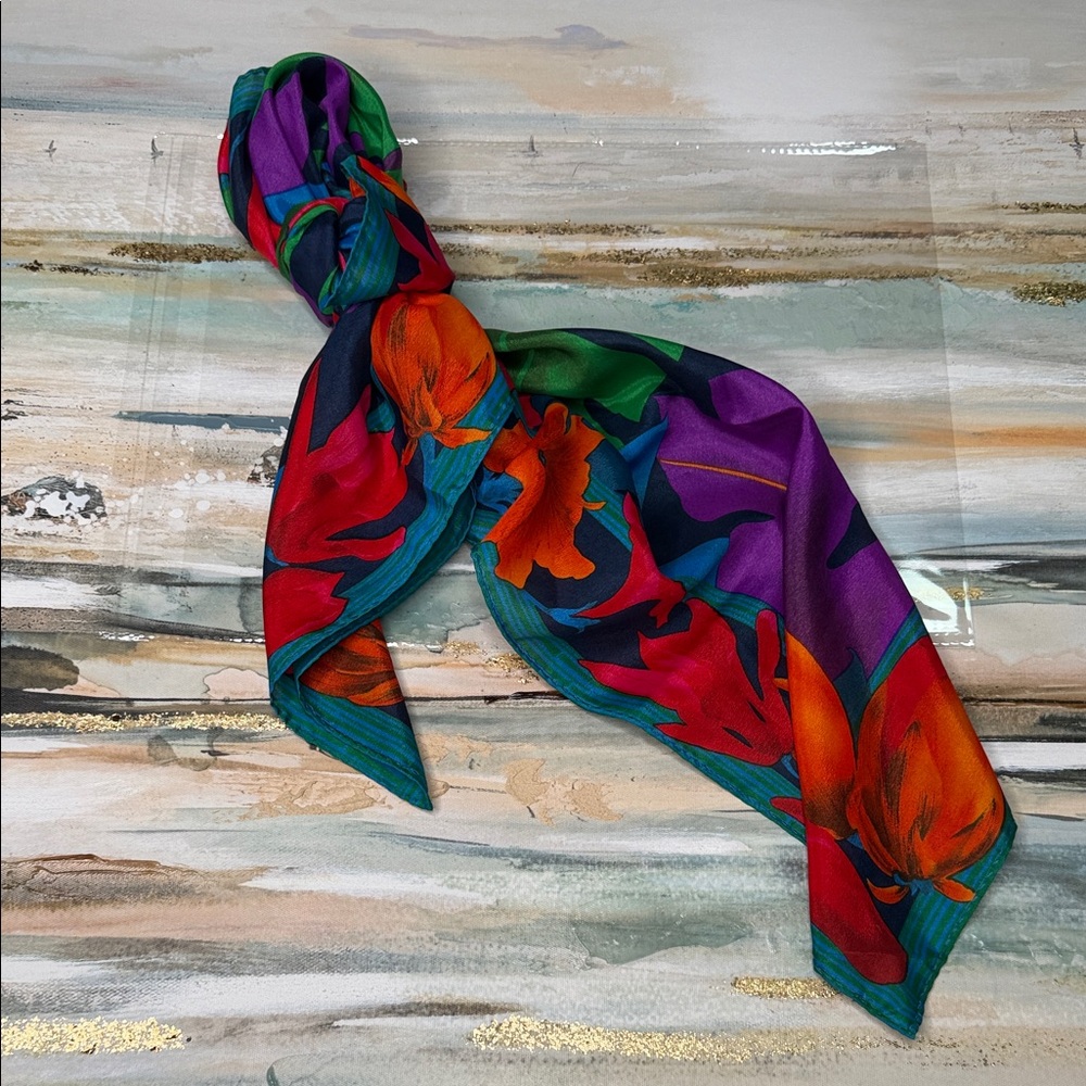 Source Unknown Multicolor Floral Scarf